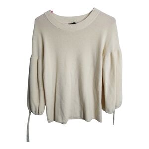 Banana Republic Wool/Modal Balloon TieSleeve Neutral Preppy Minimalist Sweater S